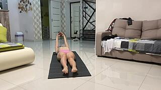 angie elife plays her tight pussy after yoga