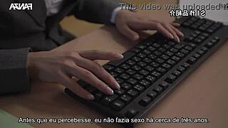 damn, this naughty japanese jav prostitute masturbates at work then rides cock for creampie... hot!