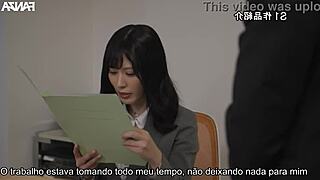 damn, this naughty japanese jav prostitute masturbates at work then rides cock for creampie... hot!