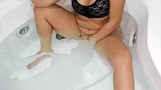 pamela pantera rides erotic hydromassage chair with anal plug squirting hard