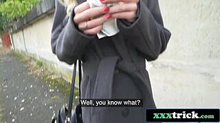 imagine this cute french blonde getting paid to ride cock outdoors in public pickup