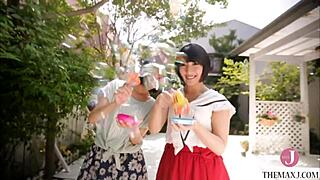 Those popular asian pornstars team up for hot lesbian play and intimate collab