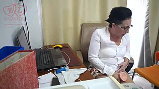 Secretary's Hidden Office Panties Drop for Dildo Pounding on Camera