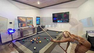 can petite nivia make kash squirt hard on that oiled pool table?