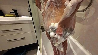 soapy shaved stepsister tits and wet pussy teased in 4k slow motion closeup