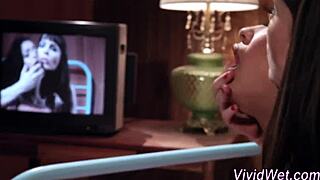 Kinky pornstar gags deep on strapon in lesbian bondage fetish