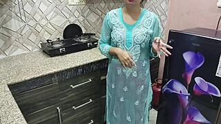Desi stepmom's big boobs teach stepson kitchen fucking with hot hindi moans.