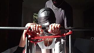 Petite latex milf Laura bound heels stockings begs rough doggystyle cum tits pounding