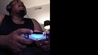 chubby gamer fat cock handjob closeup orgasm solo