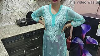 Desi stepmom's big boobs teach stepson kitchen fucking with hot hindi moans.