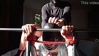 Petite latex milf Laura bound heels stockings begs rough doggystyle cum tits pounding