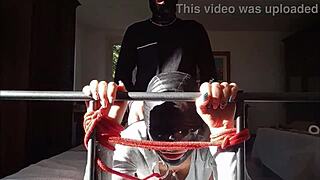 Petite latex milf Laura bound heels stockings begs rough doggystyle cum tits pounding