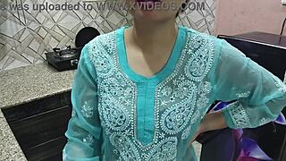 Desi stepmom's big boobs teach stepson kitchen fucking with hot hindi moans.