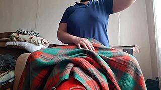 my shy stepsister sneaks under blanket to lick my pussy so good