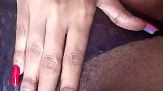 ebony beauty fingers fat pierced pussy clit till massive orgasm hits