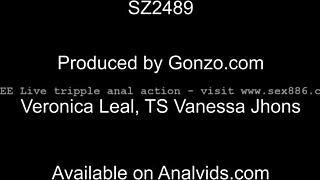 heart pounding as circus whore's triple anal gapes wide leaking squirts from brutal cock rams