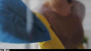 Milf in lingerie begs stepson to cum inside her shaved pussy during taboo ride