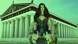 Granny wonder woman in costume deepthroats cock like a gilf goddess cocksucker up close.