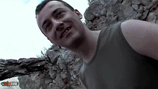 amazing big tits ebony tyra lewis rides bbc for outdoor anal creampie