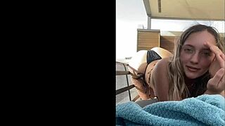 Young blonde gringa chills in bikini by the beach all day long