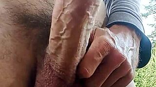 he strokes his massive cock asking if you like the view