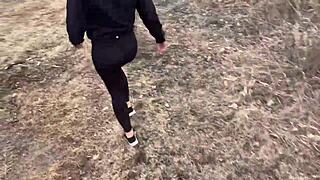 Blonde Strips Naked Fucked Hard in Forest