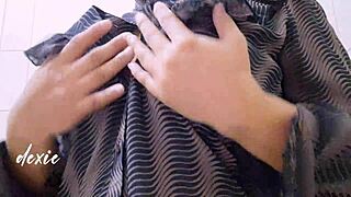 pinay chubby plays huge natural tits on office break