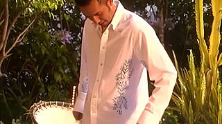 Yasmine's fishnet milf rides cock hard before outdoor daytime cumshot blast