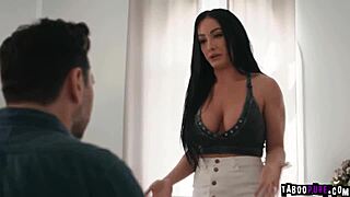 Tommy Pistol Chokes Jennifer White's Big Tits While Face Fucking Her Deepthroat On Knees!