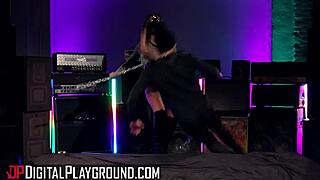 gabbie carter battles damon dice in digitalplayground vr game riding big cock cowgirl doggystyle but moans cum in mouth