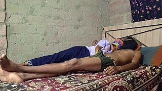 Hot desi brother-in-law fucks sister-in-law's tight ass in bathroom bed romp!