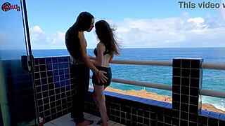 Brunette Italian Fuck Doll Petite Big Tits Flashes Balcony Outdoor Tight Pussy Fun
