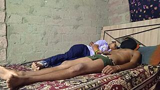 Hot desi brother-in-law fucks sister-in-law's tight ass in bathroom bed romp!