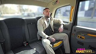 athletic redhead babe bends over in taxi for doggystyle pounding orgasm