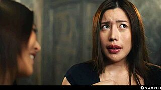 omg asian bbw trapped by vampire brunette in hotel lezdom feast! 🧛‍♀️💦