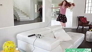 abbey rain's shy redhead fire crotch begs for big cock pounding