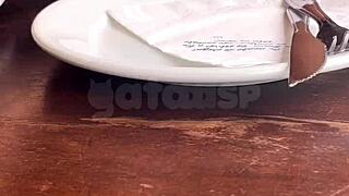 why does this naughty wife flash and fuck her lover on the street while cuckold films from outside