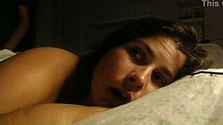 Curvy brunette milf mommy hides under blanket for stepson creampie pussy fuck