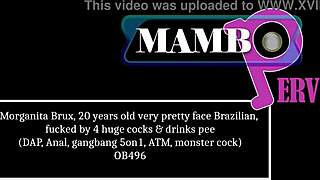 morganita's pretty brazilian face wrecked by 4 huge cocks in anal gangbang!