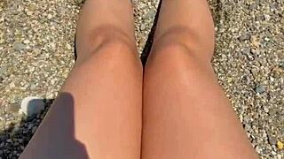 Asian Big Ass Brunette Soles Foot Fetish on Beach