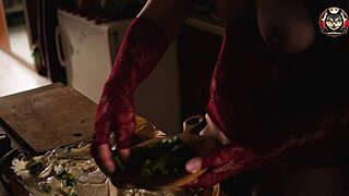 housewife strips naked cooking hairy pussy exposed close up