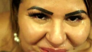 Lady Bee gagging on monster cock deepthroat swallow spit fest!