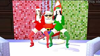 Sofey and aishah's big ass latina teens ride cocks outdoors in public christmas threesome bang