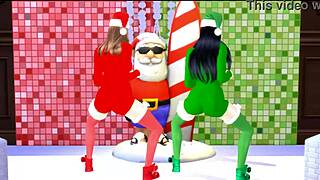 Sofey and aishah's big ass latina teens ride cocks outdoors in public christmas threesome bang