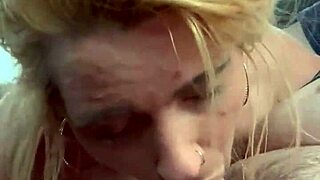 topless street hooker swallows bareback load after deepthroat car blowjob facial