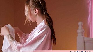 skinny petite stepsis slips into sexy lingerie for fun