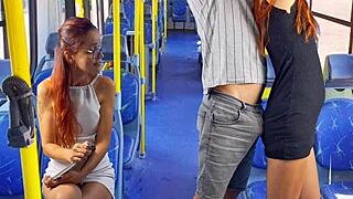 redhead student skirt flashed grinded on crowded bus