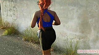 Suggestive Big Ass Redhead Gym Workout Tease