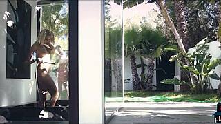 Big Tits Blonde Housewife Seduces Gardener Outdoors