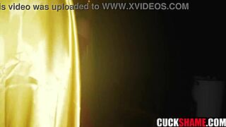 Petite milf wife gangbanged by big black cocks after halloween party while cuckold husband watches reality swingers share